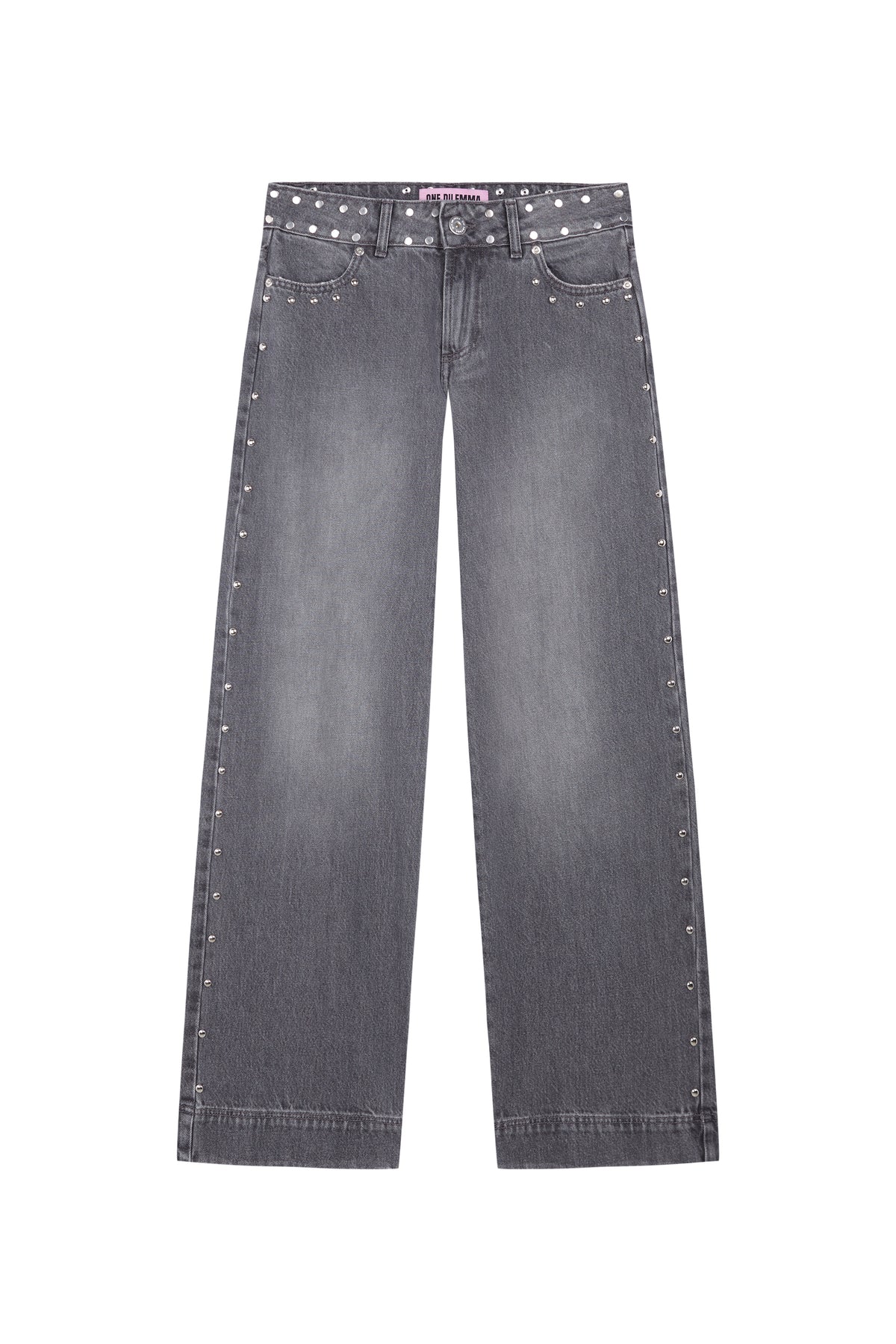 GREY JEANS BLACK LEATHER STAR