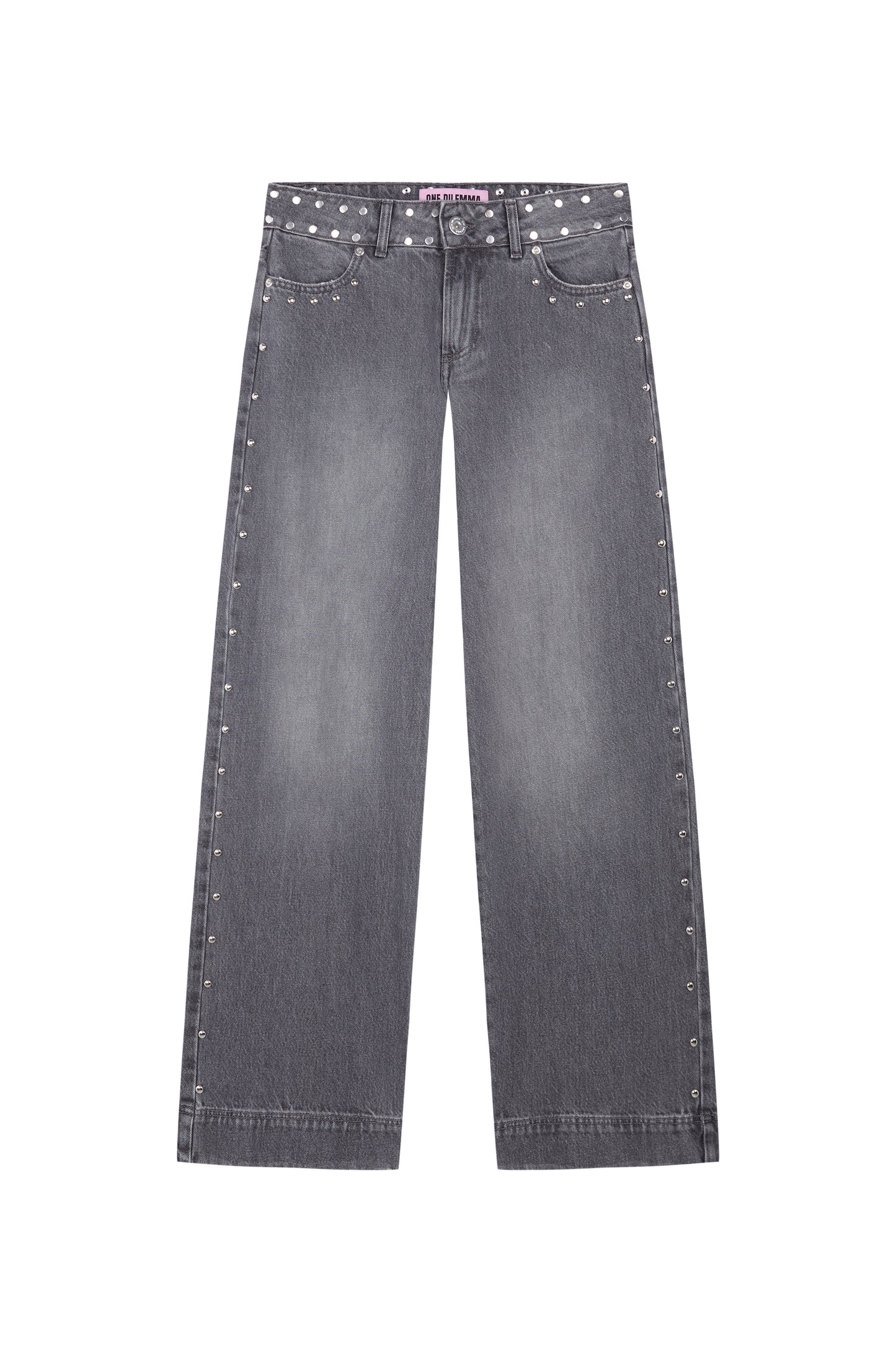 GREY JEANS BLACK LEATHER STAR