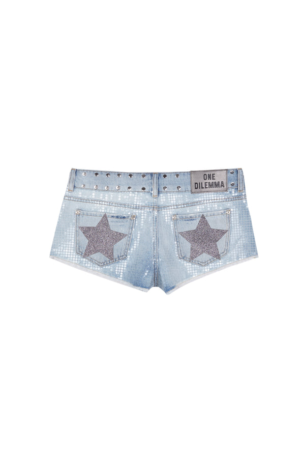 TRANSPARENT SEQUIN MINI SHORT