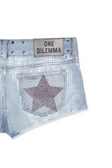 TRANSPARENT SEQUIN MINI SHORT