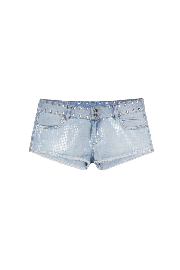TRANSPARENT SEQUIN MINI SHORT