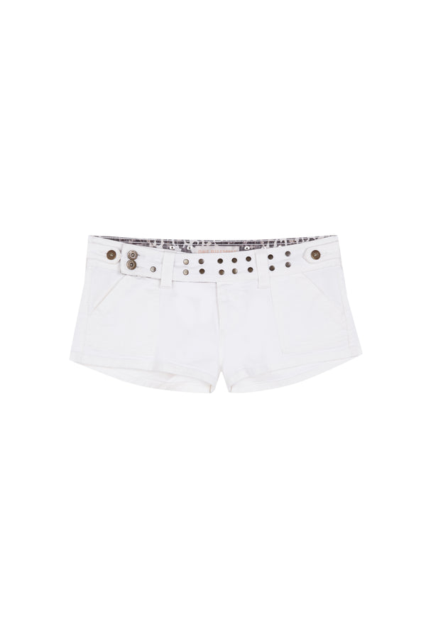 WHITE MINI SHORT GOLD STARS
