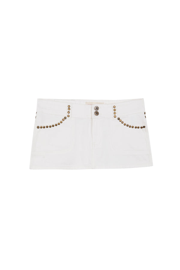 WHITE MINI SKIRT BROWN STAR