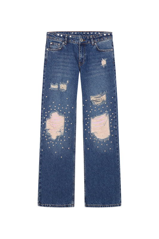 RIPPED STRAIGHT JEANS
