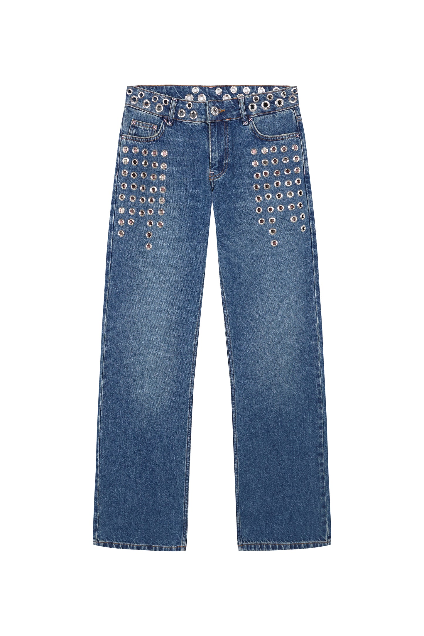 JEANS STRAIGHT HOLE STUDS