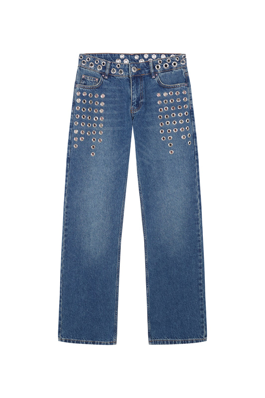 JEANS STRAIGHT HOLE STUDS