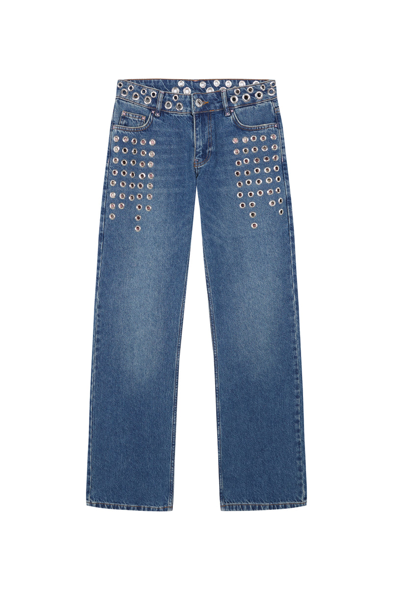 JEANS STRAIGHT HOLE STUDS