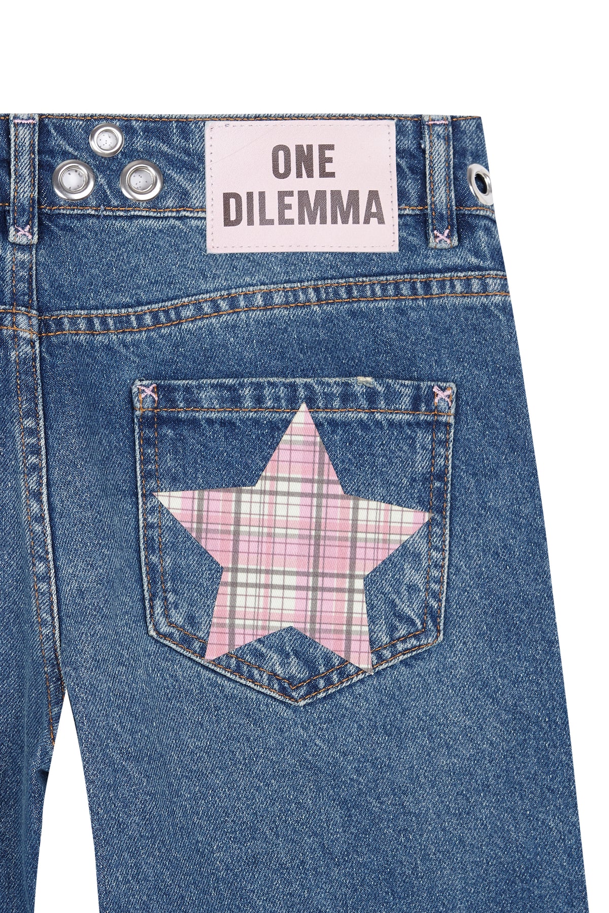 STRAIGHT LEG DISTRESSED STUDDED JEANS