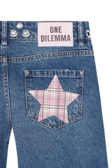 STRAIGHT LEG DISTRESSED STUDDED JEANS