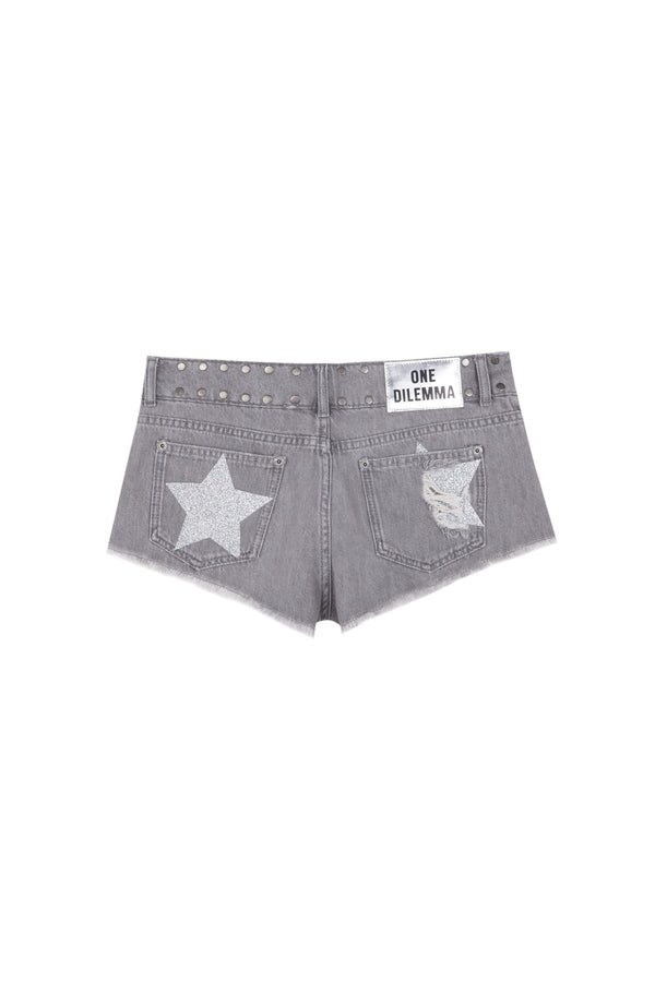 GREY MINI SHORT CROSSED STAR