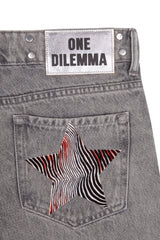 GREY JEANS ZEBRA STAR
