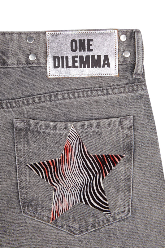 GREY JEANS ZEBRA STAR