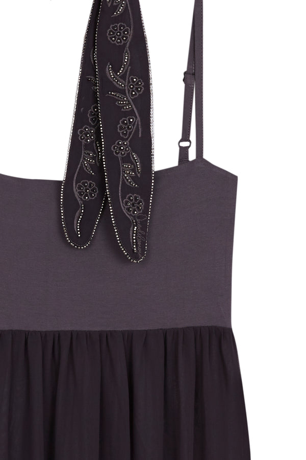 GREY BALLOON MINI DRESS