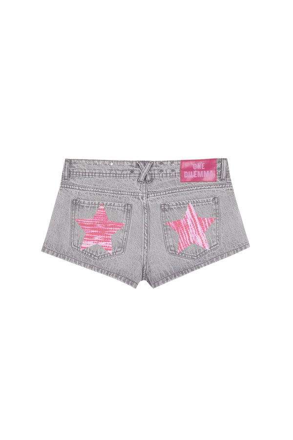 GREY MINI SHORT PINK STAR