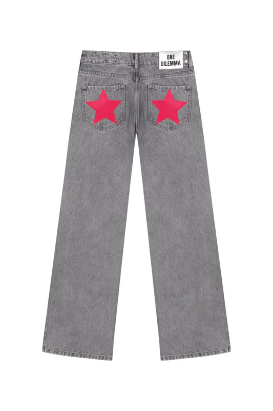 GREY JEANS PINK STAR