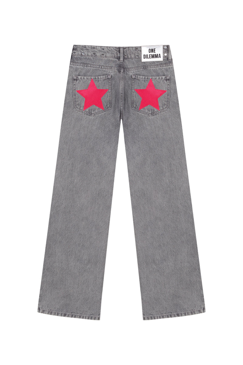 GREY JEANS PINK STAR