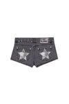 BLACK MINI SHORT SILVER BEADS STAR