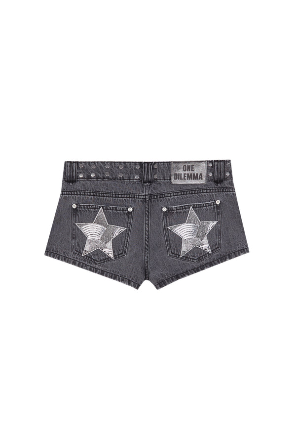 BLACK MINI SHORT BEADED STAR