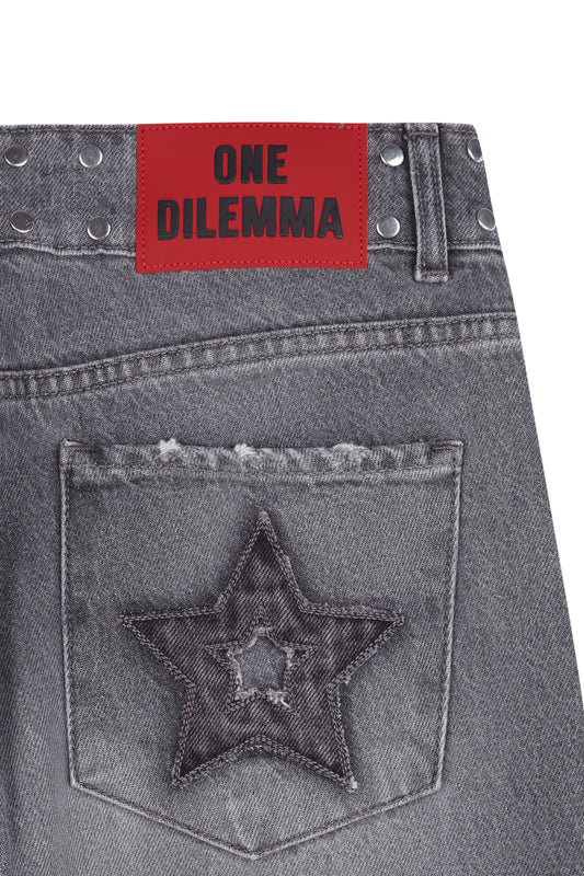 GREY JEANS MULTI-RED STAR