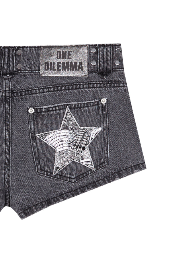 BLACK MINI SHORT BEADED STAR
