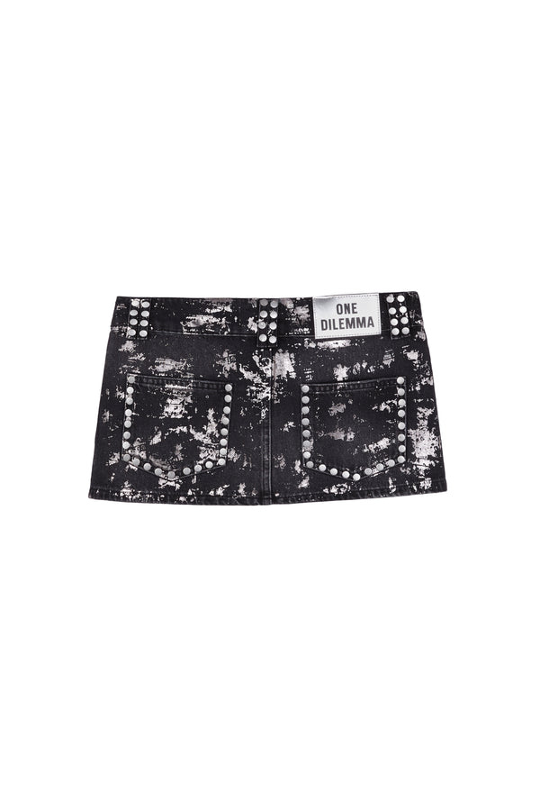 BLACK FOIL MINI SKIRT