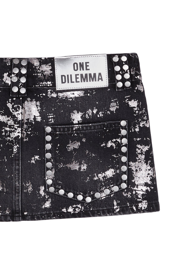 BLACK FOIL MINI SKIRT