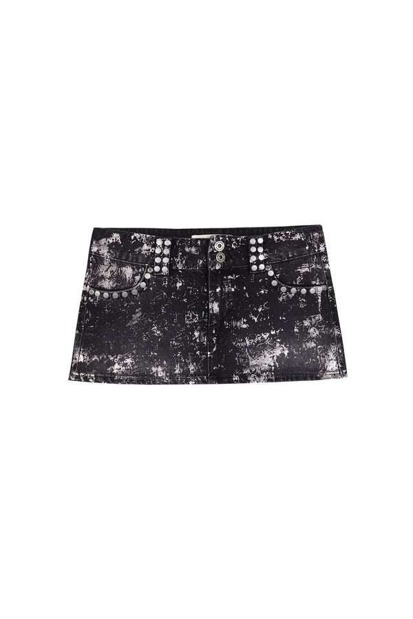 BLACK FOIL MINI SKIRT