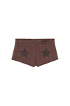 BROWN LACE-UP MINI SHORT