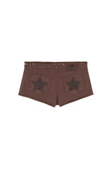 BROWN LACES MINI SHORTS