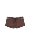 BROWN LACE-UP MINI SHORT