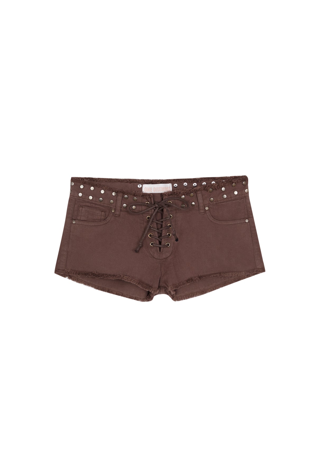 BROWN LACES MINI SHORTS