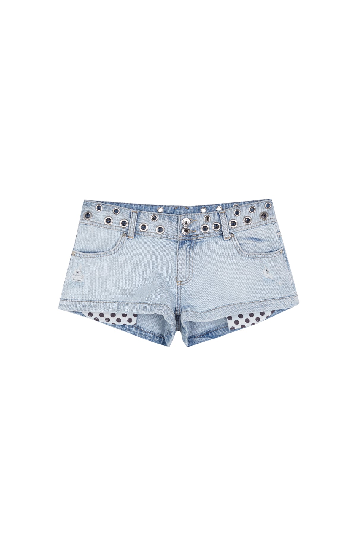 HOLE STUDS POLKA-DOTS MINI-SHORTS
