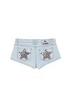 BLUE MINI SHORT LEOPARD STARS