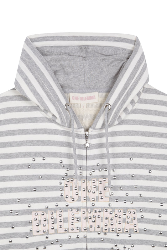 STUDDED ZIPPER HOODIE
