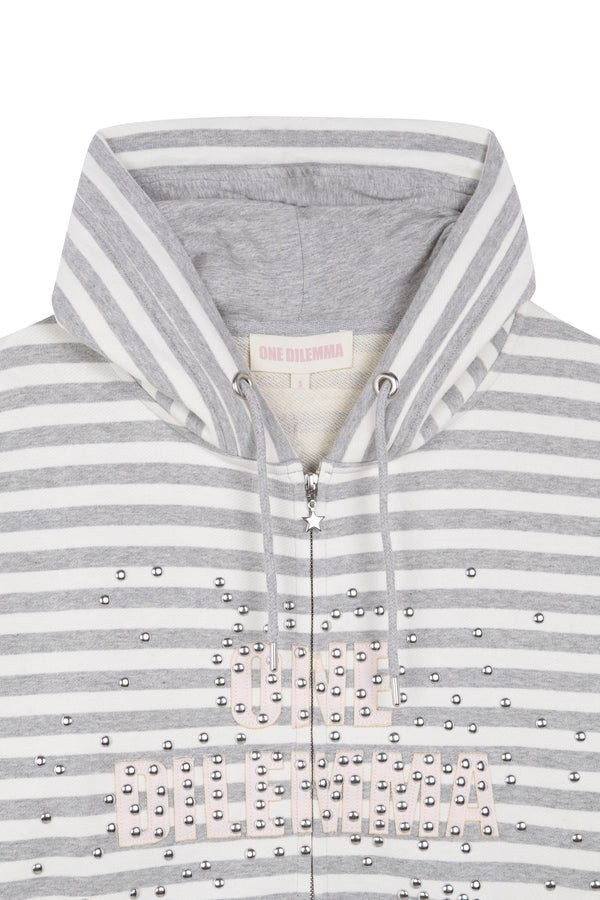 STUDDED ZIPPER HOODIE