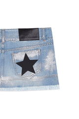 BLUE MINI SKIRT BLACK STAR