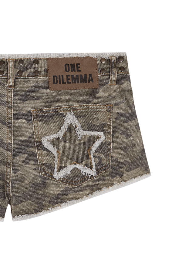 CAMO LACE-UP MINI SHORT