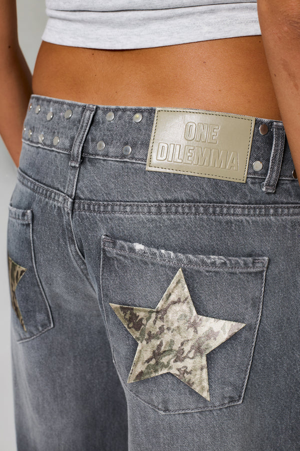 GREY JEANS MILITAR STAR