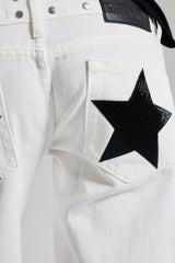 WHITE JEANS BLACK BEADS STAR
