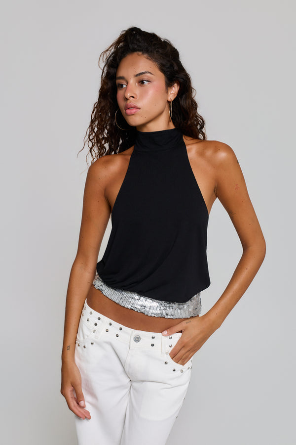 HALTER SEQUINS TOP