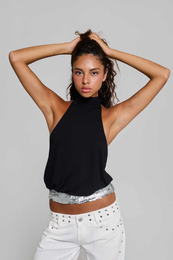 HALTER SEQUINS TOP