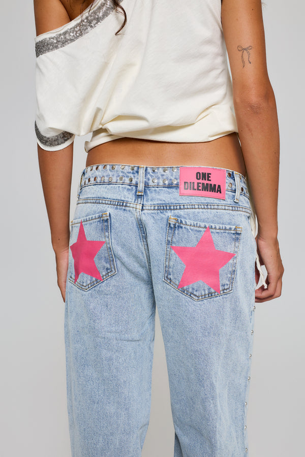 BLUE JEANS PINK STAR