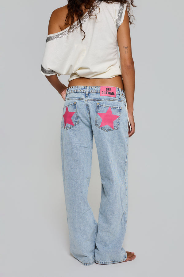 BLUE JEANS PINK STAR