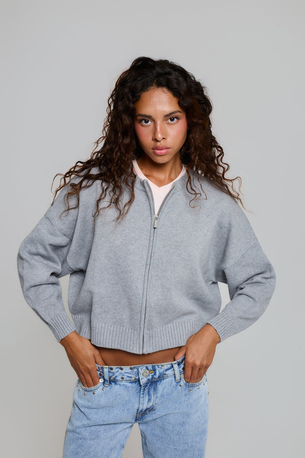 GREY SHINY CARDIGAN