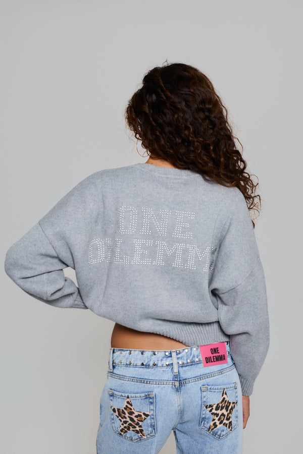 GREY SHINY CARDIGAN