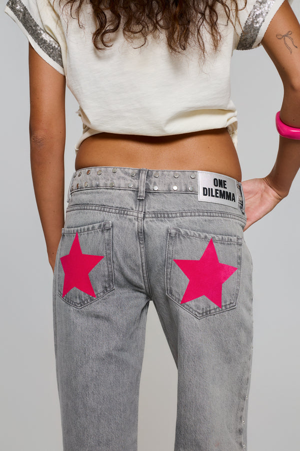 GREY JEANS PINK STAR