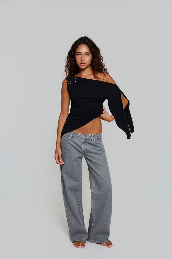 GREY JEANS ZEBRA STAR