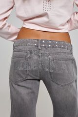 SHINY OD FLARED GREY JEANS