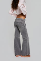 SHINY OD FLARED GREY JEANS