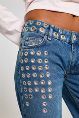 JEANS STRAIGHT HOLE STUDS